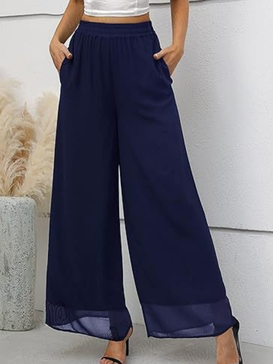 Leisure Chiffon Wide-leg Pants Loose-fit Pants