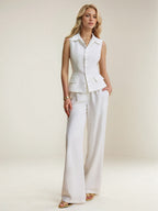 Sleeveless Shirt Advanced Pocket Straight Leg Pants Set 2-piece Sets