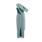 Delphine ribbon-design corset maxi dress in Green