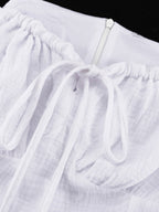 Cotton Blend Lace Up Camisoles Beach Smock Mini&Short Dresses
