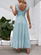 V-neck Pleats Comfort Gentle Maxi Dresses