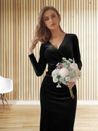 V-neck Velvet Maxi Dresses