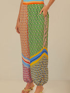 Geometric Pattern Cover-up Long-sleeved T-shirt Jogger Pants Set 2-piece Sets
