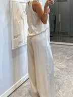 Swing Collar Sleeveless Top Straight-leg Trousers Set 2-piece Sets