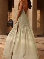 Perspective Crimp Splicing Camisoles Maxi Dresses