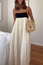 Backless Color Block Splice Swing Maxi Cami Dress