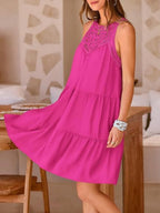 Loose-fit Trim Hollow Lace Halter Mini&Short Dresses