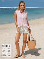 Stripes Sleeveless Shirts Loose-fit Commuting Tank Tops