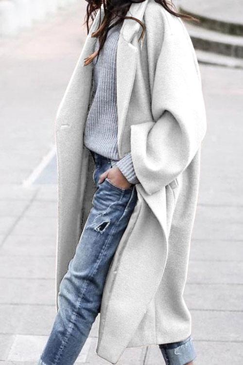 Solid Long Sleeve Oversized Winter Long Coat