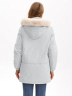 With Fur Collar Hooded For Warmth Drawstring Pocket Down Jacket