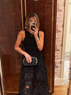 Sleeveless Lace Stitching Irregular Hem Temperament Maxi Dresses
