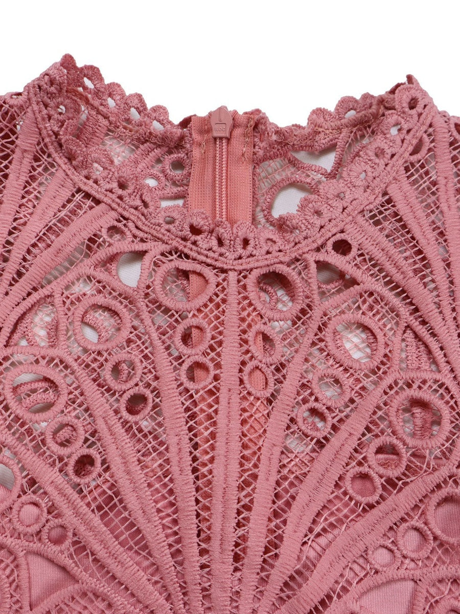 Short Sleeve Trim Lace Belts Mini&Short Dresses