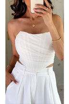 Strapless Off Shoulder Mesh Corset Top