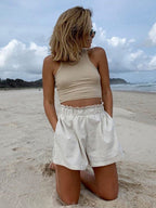 Knitting Sports Navel Tank Tops