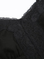 Deep V-neck Solid Color Lace Trim Split Camisole