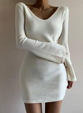 V Neck Bell Sleeve Bodycon Mini Dress