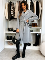 Long Lace-up Woolen Coat