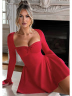 Square Collar A-pendulum Sexy Mini&Short Dresses