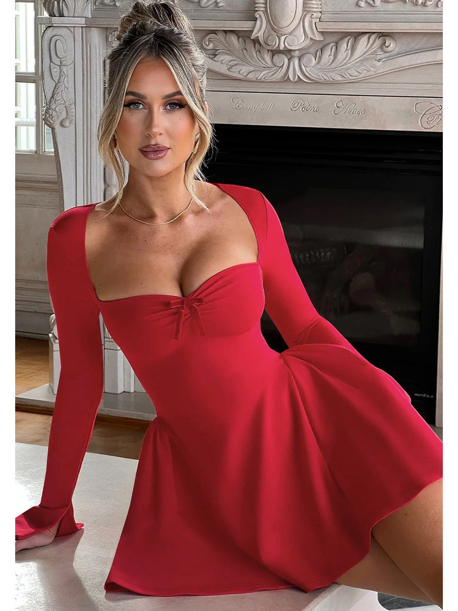 Square Collar A-pendulum Sexy Mini&Short Dresses