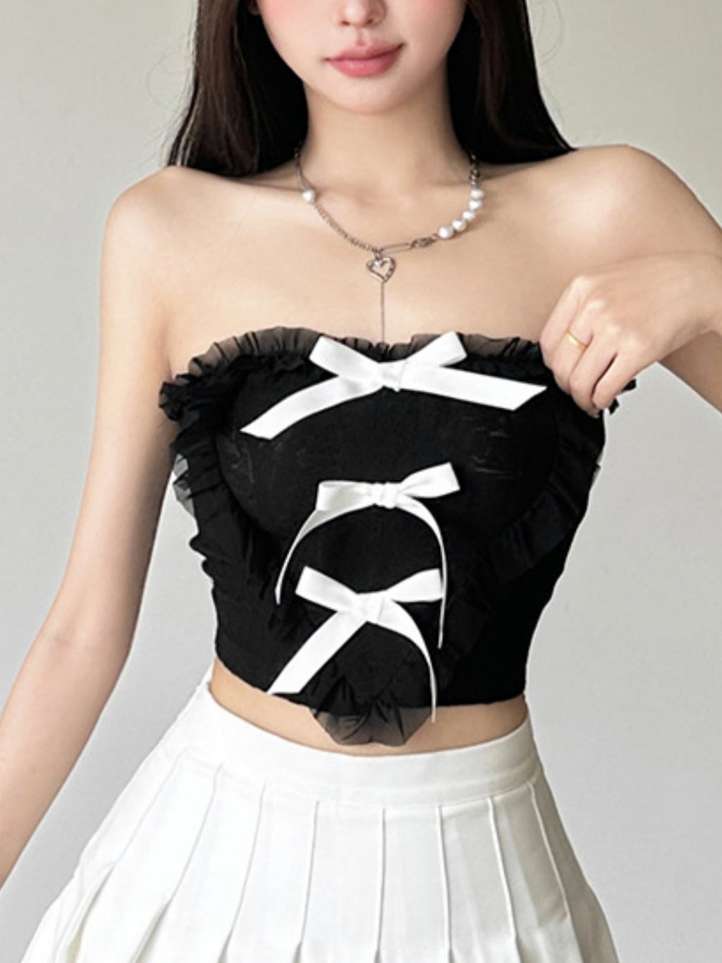 Bow Love Ruffle Strapless Vest