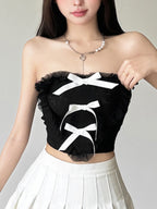 Bow Love Ruffle Strapless Vest