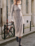 Sequins Long Sleeve Crew Neck Loose Maxi Dresses