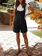 Straight-leg Denim Overalls Shorts