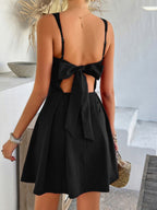 Sleeveless Backless Bow Big Swing Mini&Short Dresses