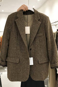 Vintage Notch Collar Pocketed Blazer Overcoat