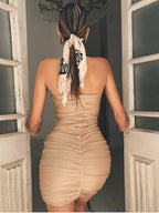 Strapless Nightclub Pleated Bodycon Mini Dress