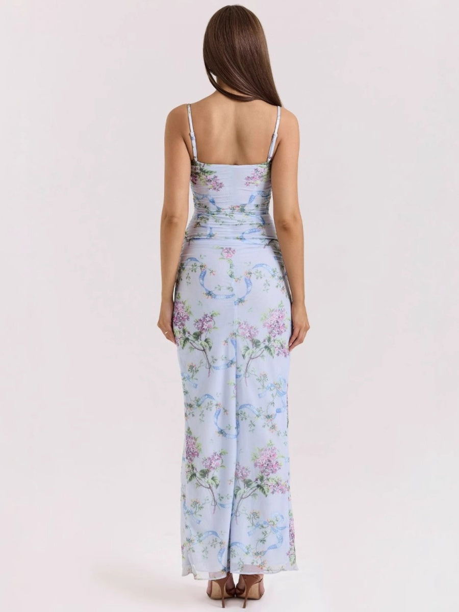 Floral Camisoles Slit Sexy Parties Midi Dresses