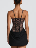 Lace Floral Gathering Waist Corset Formal Dress Mini&Short Dresses
