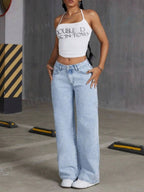 Liber Autumn Women's Embroidery Bow Jeans
