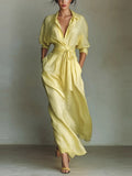 Lace Up Shirt Dress Sun Protection Shirt Maxi Dresses