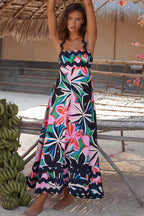 Scalloped Ric Rac Trim Sleeveless A-Line Maxi Dress