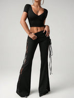 Silk Slim-fit Flared Trousers
