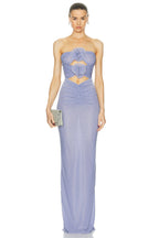 Adela Blue Strapless Cut Out Dress