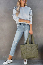 Crewneck Puff Sleeves Comfy Sweatshirt