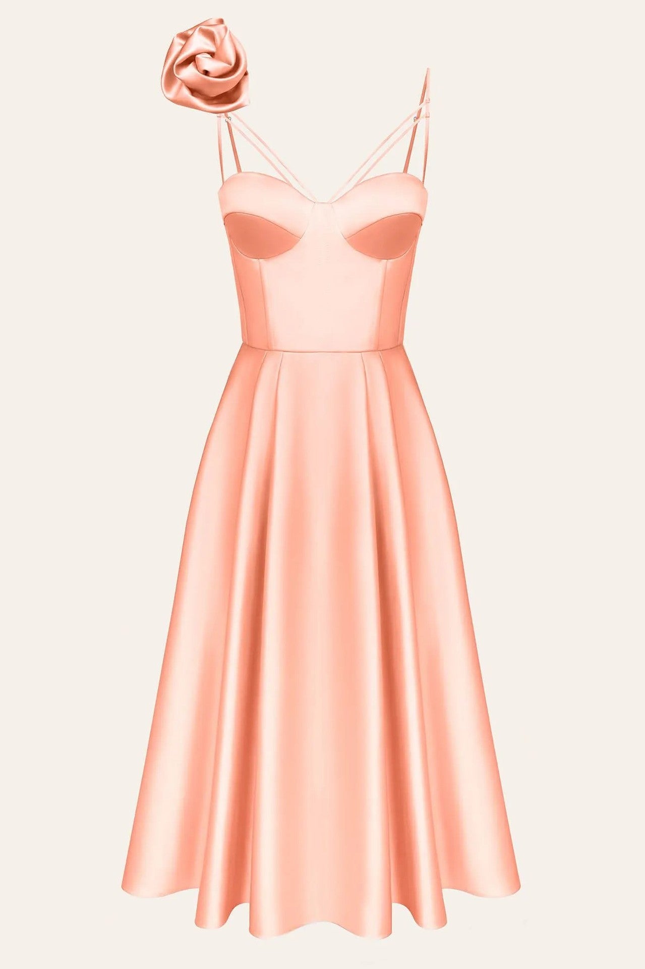 3D Flowers Shoulder Strap Formal Dress Maxi Dresses