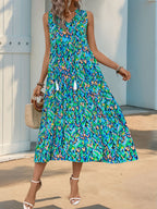 Printed Tassel V-neck Sleeveless Maxi Dresses