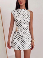 Metal Buckle Pleated Slim-fit Hip-hugging Mini&Short Dresses
