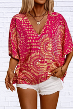 Printed V-Neck Half Sleeve Top