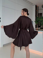V-neck Thin Strap Nightgown Lazy Style Parties Mini&Short Dresses