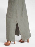 Cotton Linen Slit Spaghetti Strap Long Dress