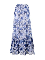 Blue And White Porcelain Print One-piece Slimming And Figure-flattering Long Swimsuit And Sun Protection Dress Two-piece Set