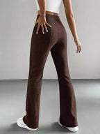 Ribbed Knit High Waist Flare Pants