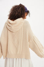 Vintage Casual Hooded Knit Sweater