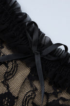 Black Lace Detail Bow Front Midi Dress