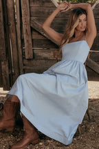 soft blue corset sundress