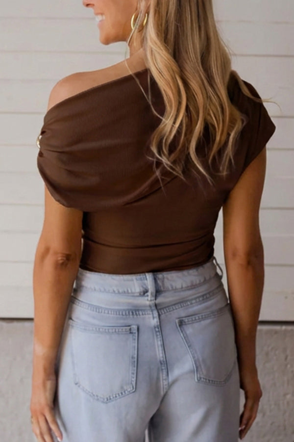 Solid Color Metal Decoration Short-sleeved Casual T-shirt
